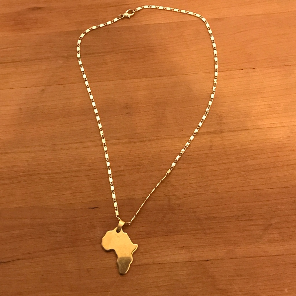 Gold Plated Africa Pendant Necklace Unisex Pre Owned